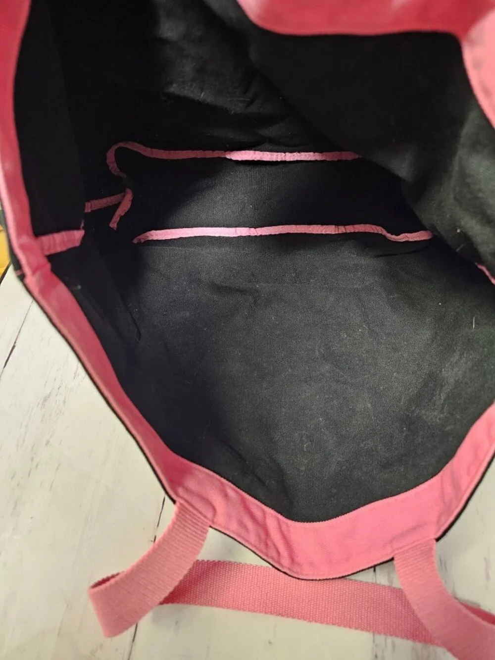 Victoria's Secret Black Pink Silver Shimmer Rhinestone Cloth Tote Open Bag